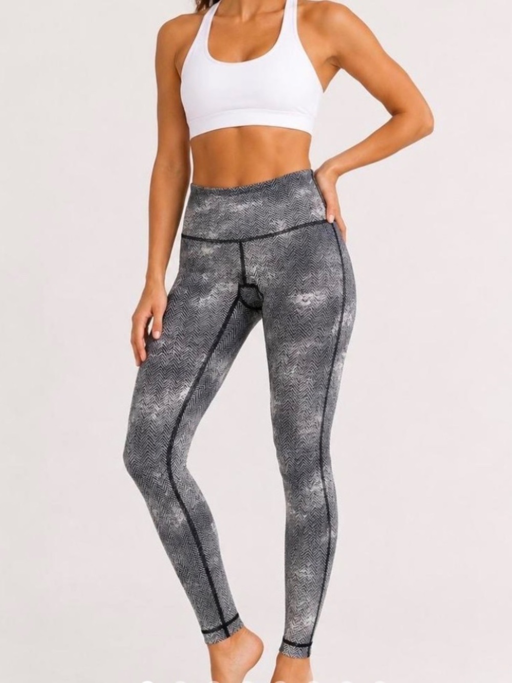 Lululemon Wunder Under Leggings Size 4 Gray Herringbone Yoga Athletic Pants